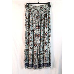 Classic Concepts Wide Leg Cropped Pants XL Floral Paisley Blue NWOT Comfy